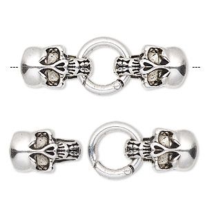 Glue in Clasp Skull Silver