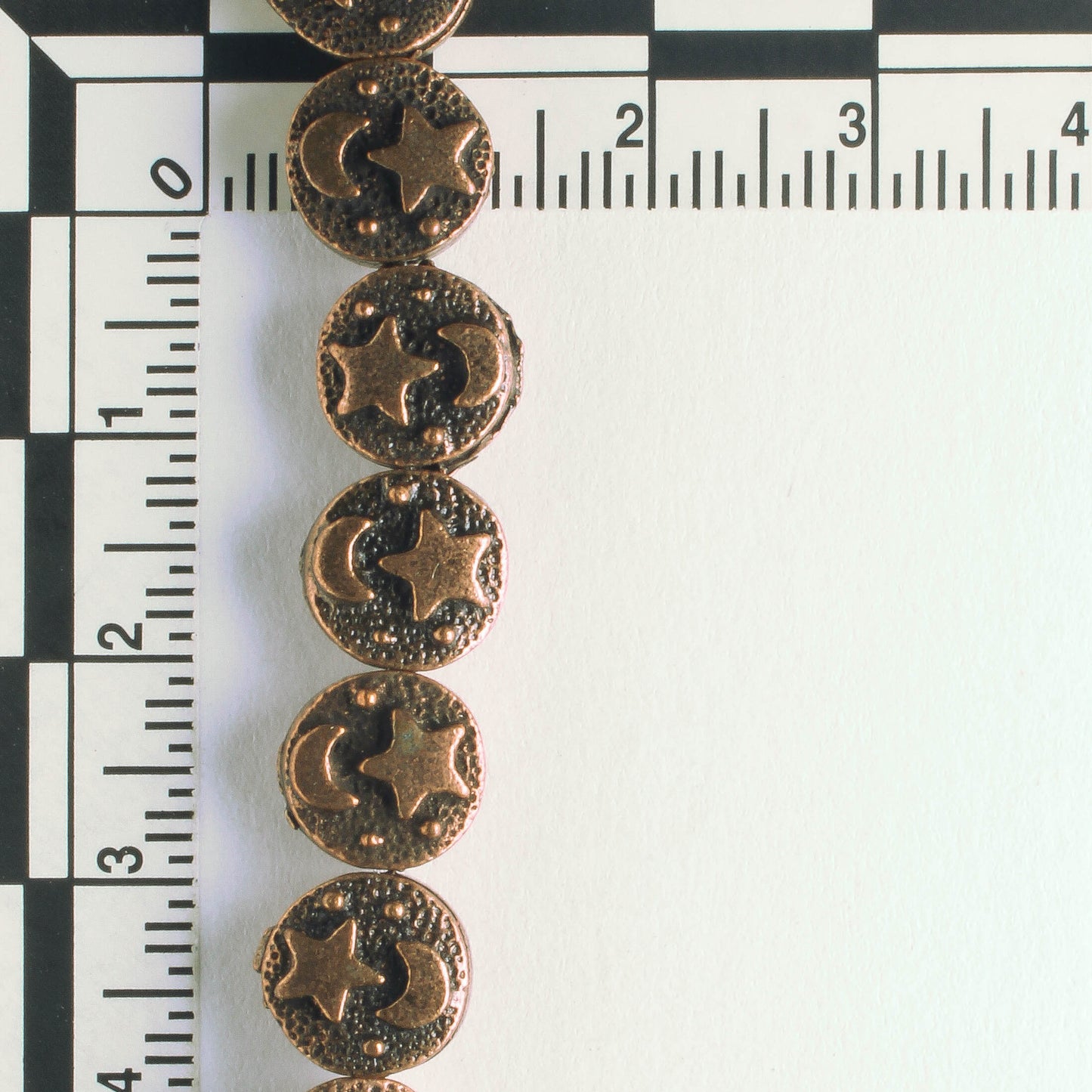 Pewter Beads, Copper Plated - 8" Strand