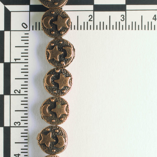 Pewter Beads, Copper Plated - 8" Strand