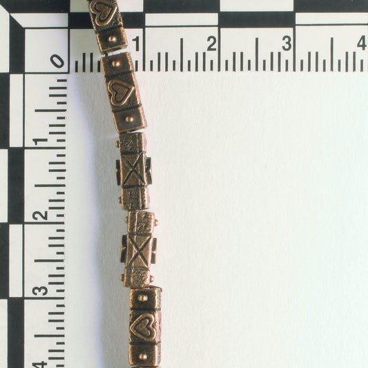 Pewter Beads, Copper Plated - 8" Strand