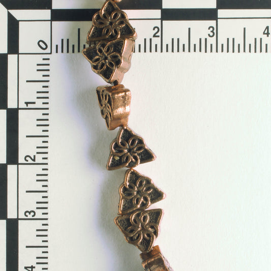 Pewter Beads, Copper Plated - 8" Strand