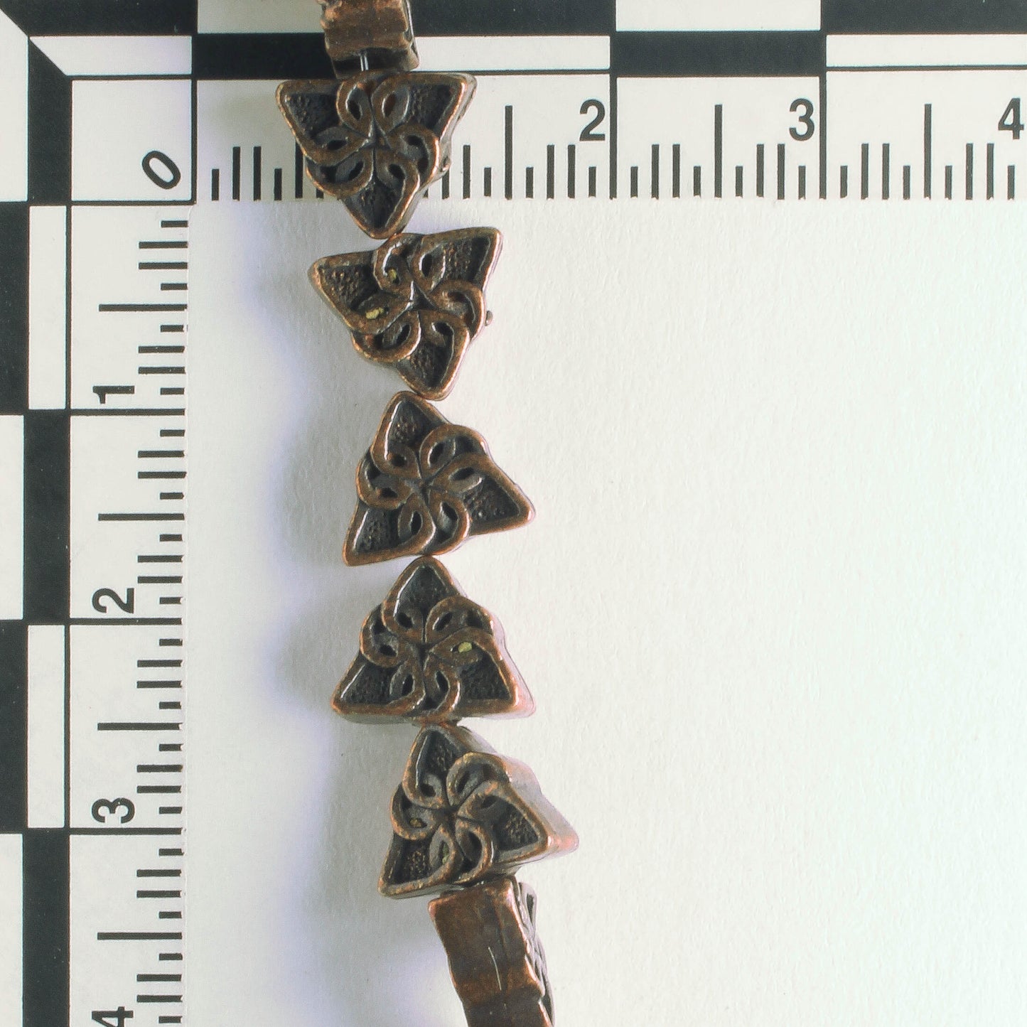 Pewter Beads, Copper Plated - 8" Strand