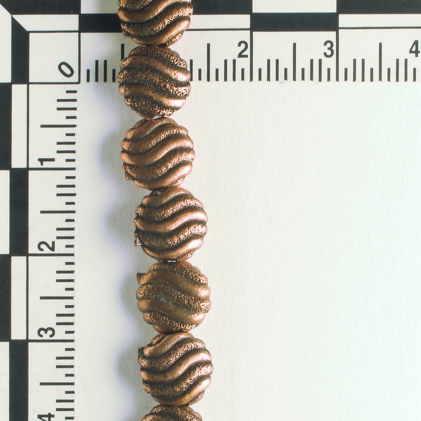 Pewter Beads, Copper Plated - 8" Strand