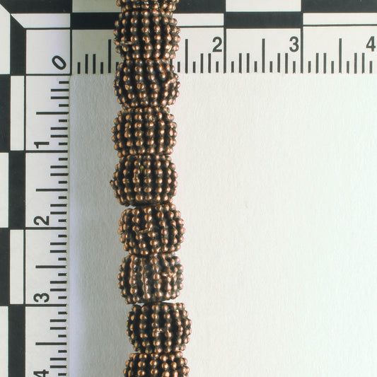 Pewter Beads, Copper Plated - 8" Strand