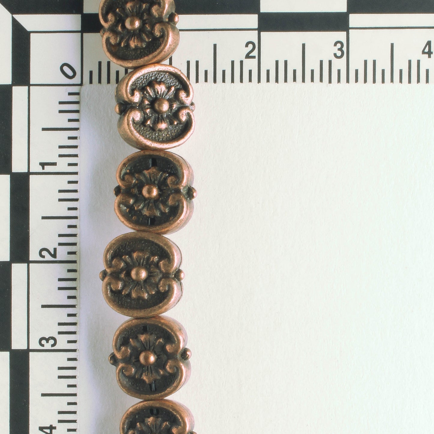 Pewter Beads, Copper Plated - 8" Strand