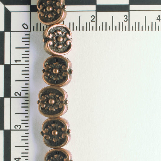 Pewter Beads, Copper Plated - 8" Strand