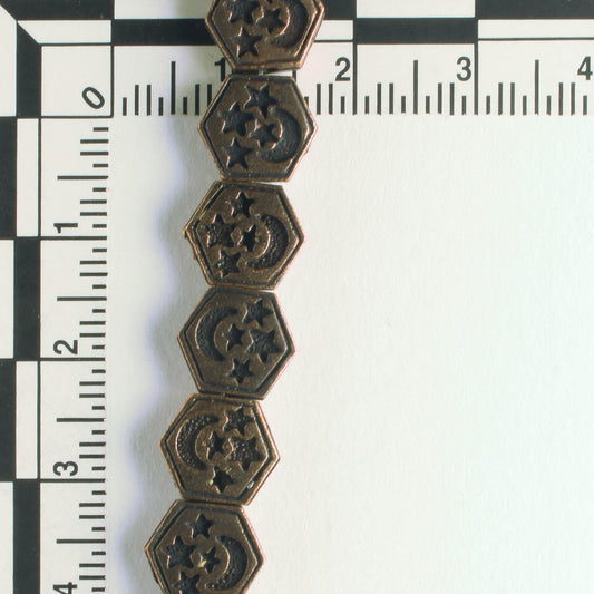 Pewter Beads, Copper Plated - 8" Strand