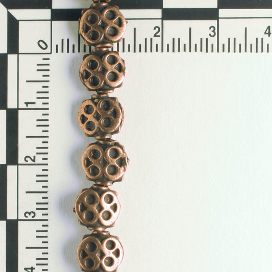 Pewter Beads, Copper Plated - 8" Strand