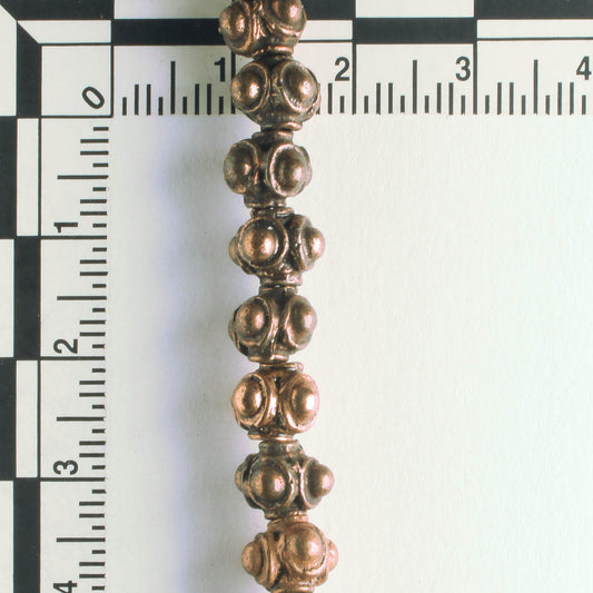 Pewter Beads, Copper Plated - 8" Strand