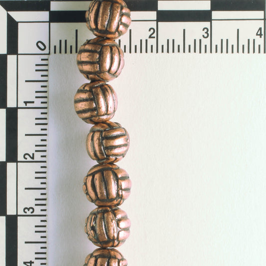 Pewter Beads, Copper Plated - 8" Strand