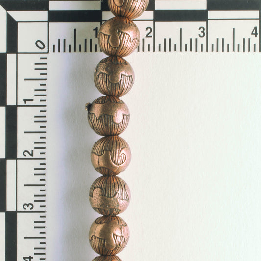 Pewter Beads, Copper Plated - 8" Strand
