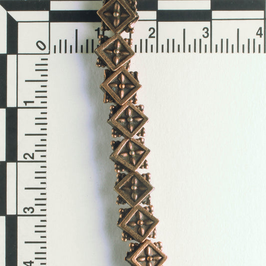 Pewter Beads, Copper Plated - 8" Strand
