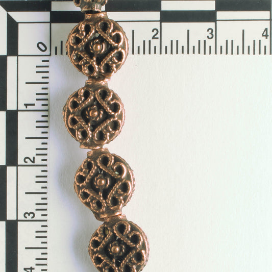Pewter Beads, Copper Plated - 8" Strand