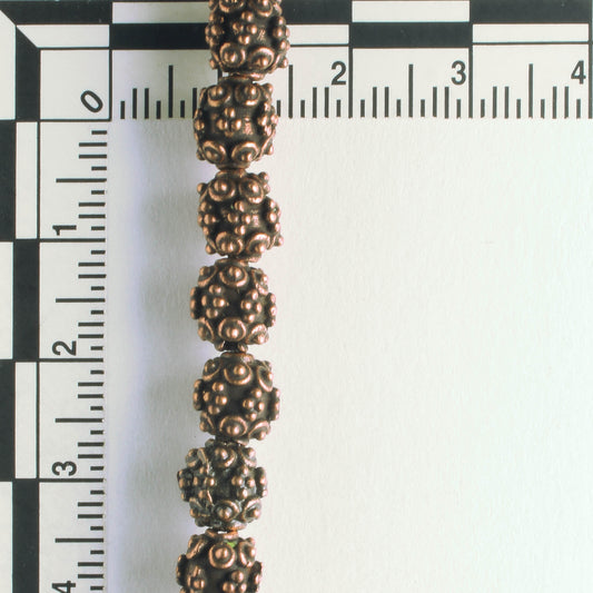 Pewter Beads, Copper Plated - 8" Strand