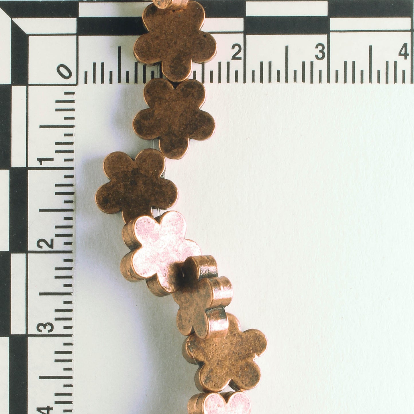 Pewter Beads, Copper Plated - 8" Strand