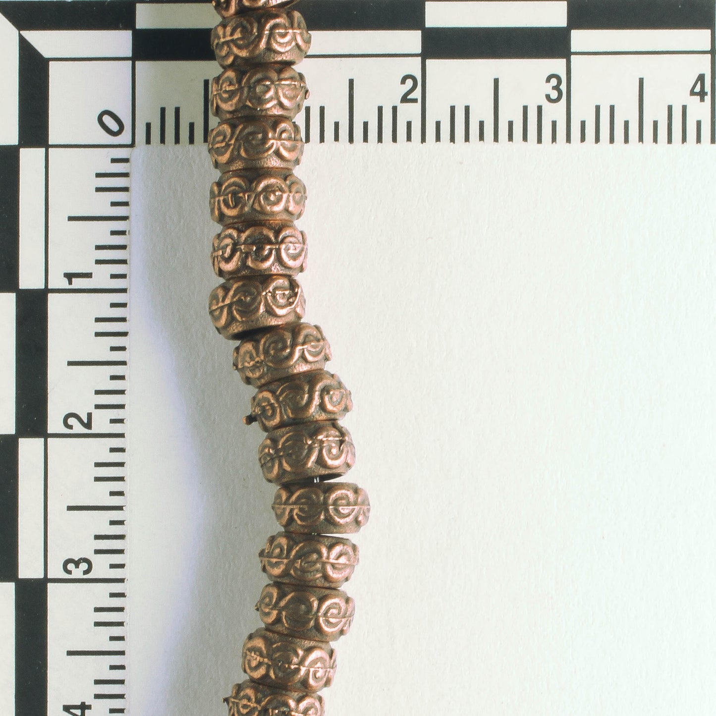 Pewter Beads, Copper Plated - 8" Strand