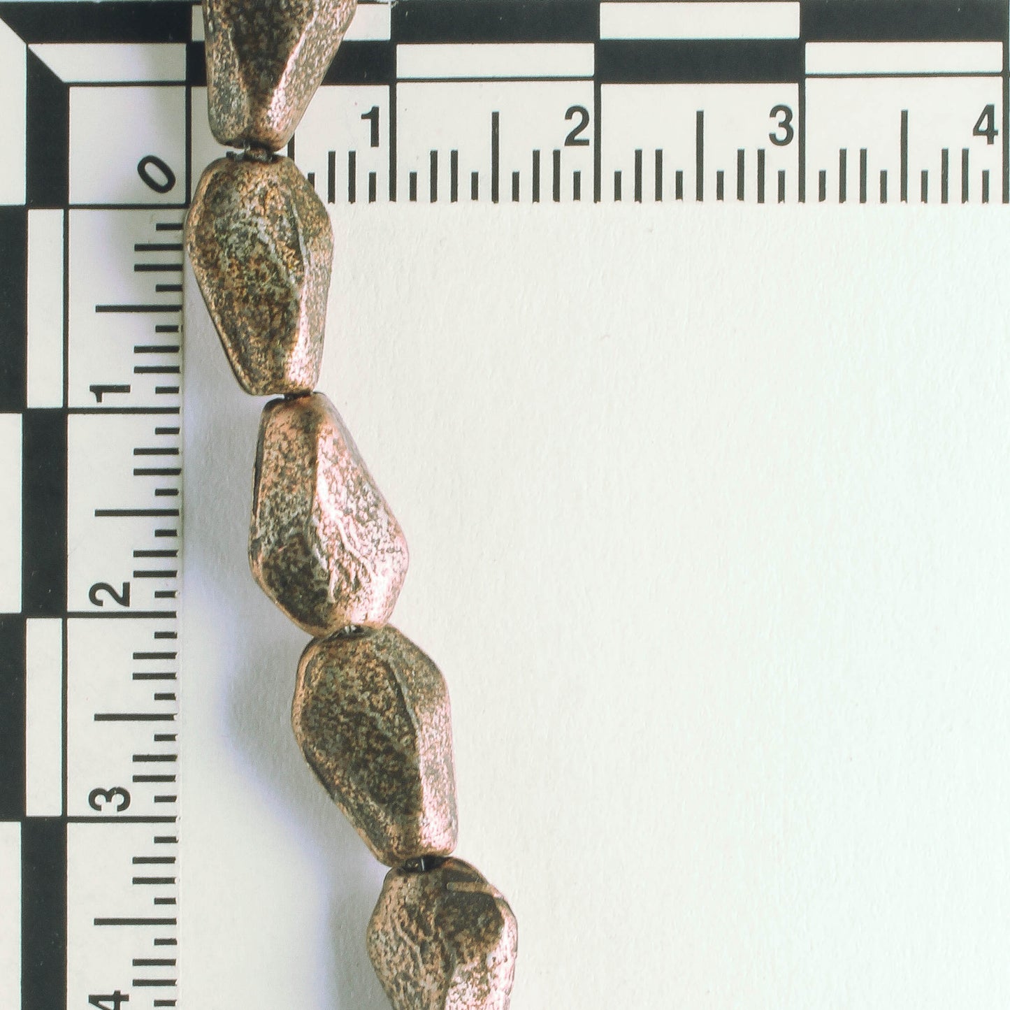 Pewter Beads, Copper Plated - 8" Strand