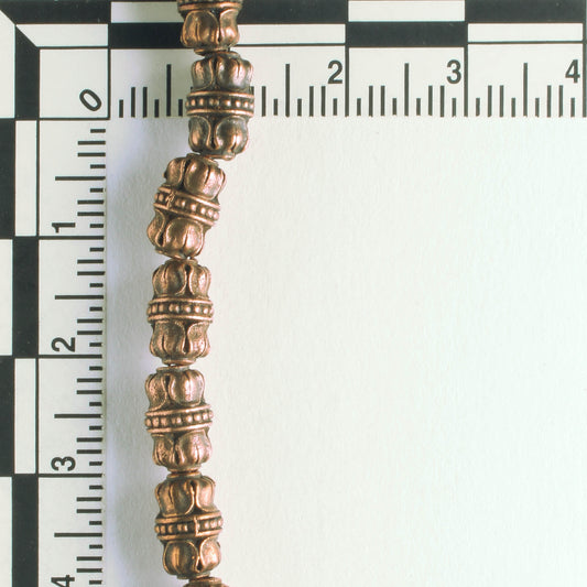 Pewter Beads, Copper Plated - 8" Strand