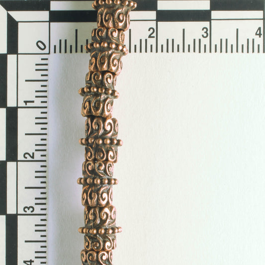 Pewter Beads, Copper Plated - 8" Strand