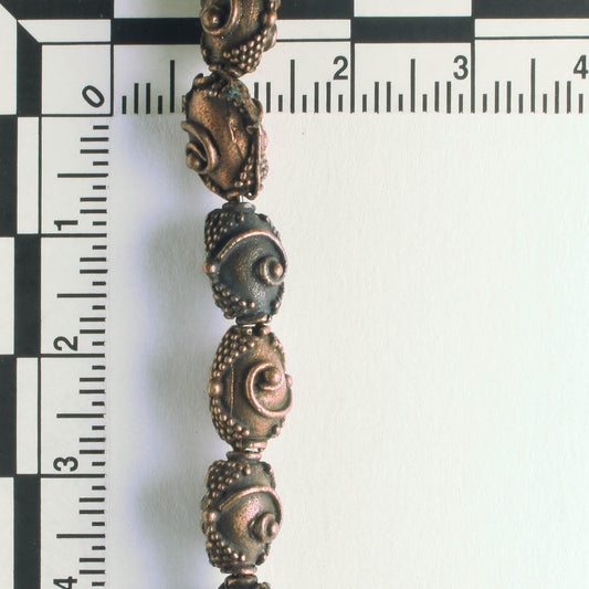 Pewter Beads, Copper Plated - 8" Strand
