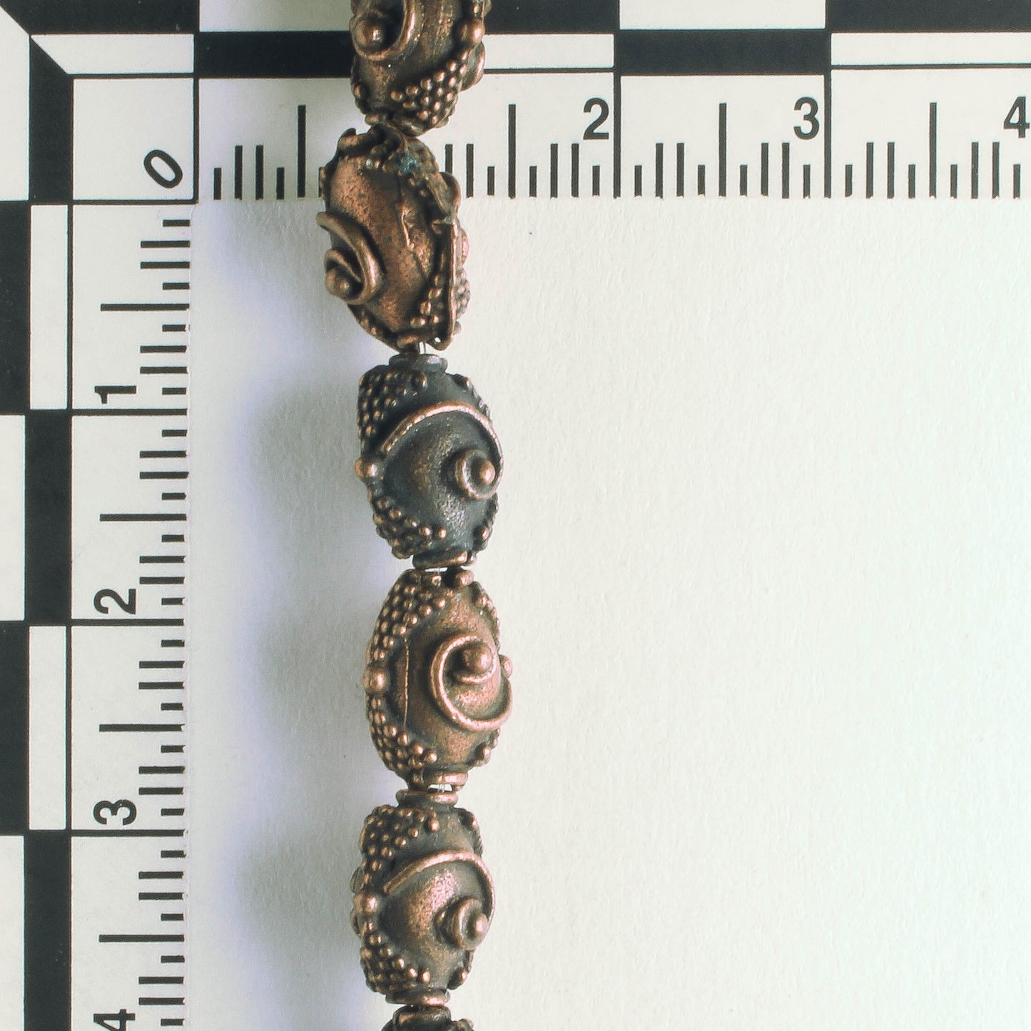 Pewter Beads, Copper Plated - 8" Strand