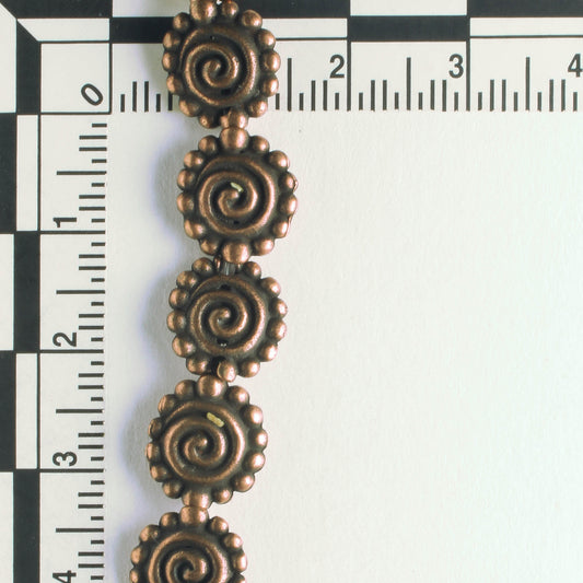 Pewter Beads, Copper Plated - 8" Strand