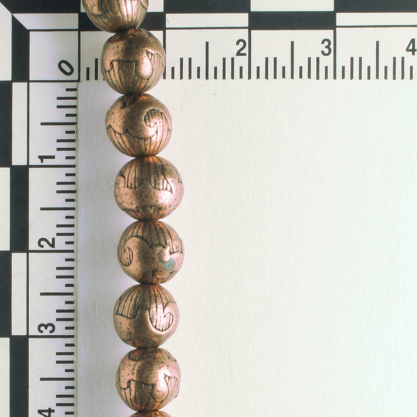 Pewter Beads, Copper Plated - 8" Strand