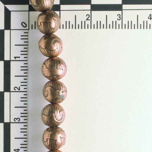Pewter Beads, Copper Plated - 8" Strand
