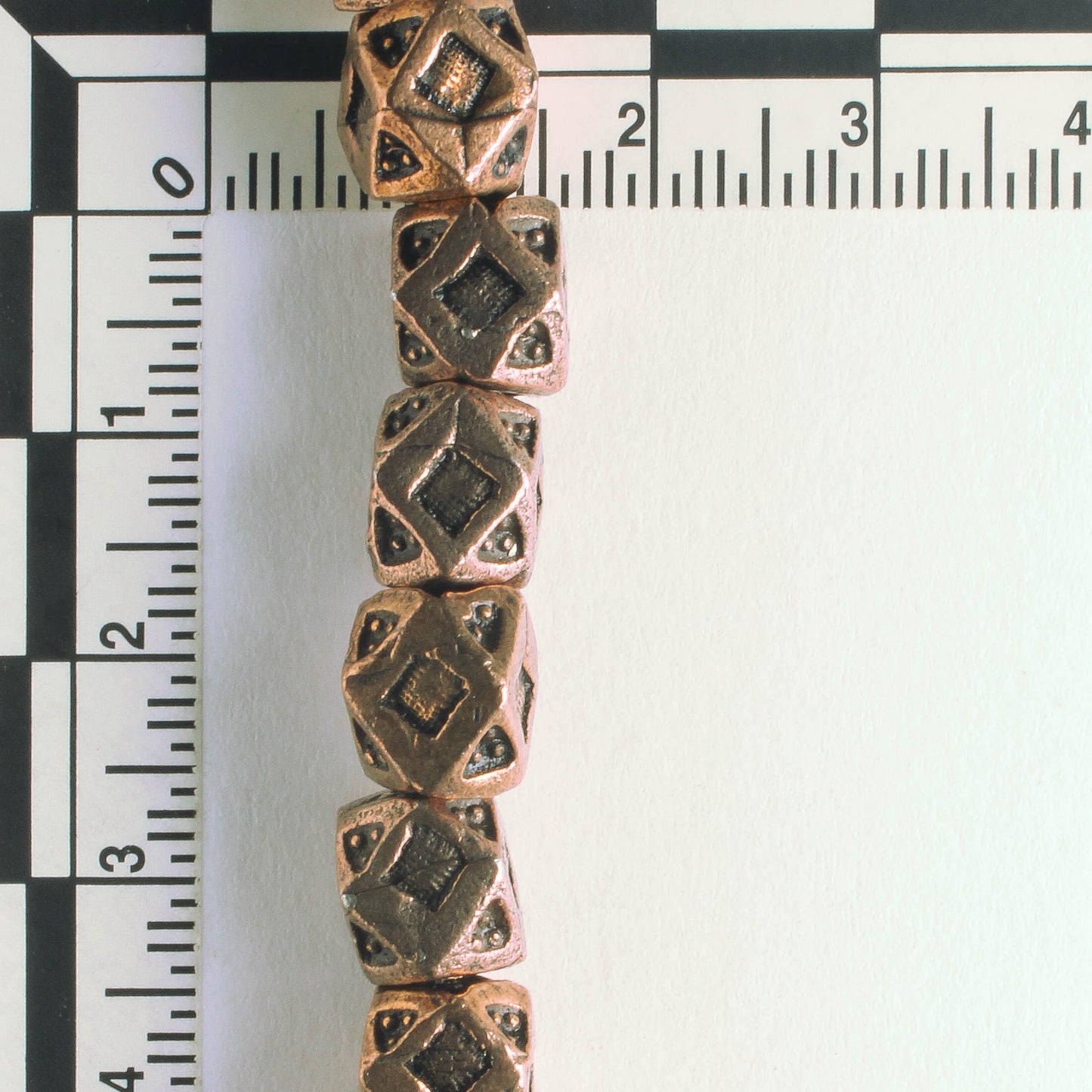 Pewter Beads, Copper Plated - 8" Strand
