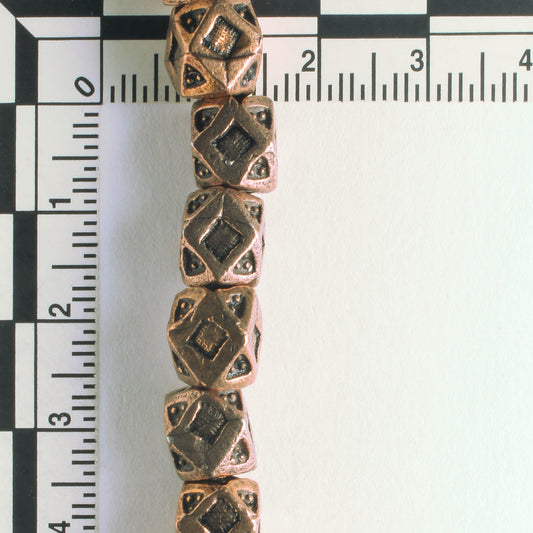 Pewter Beads, Copper Plated - 8" Strand