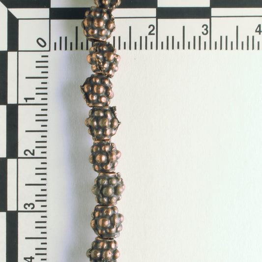 Pewter Beads, Copper Plated - 8" Strand