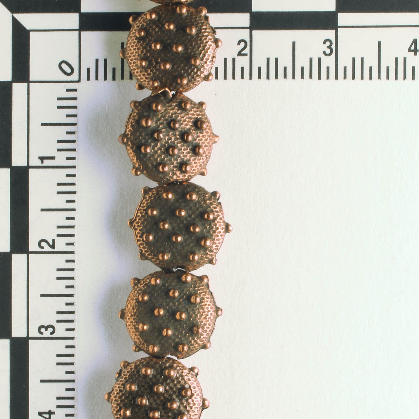 Pewter Beads, Copper Plated - 8" Strand