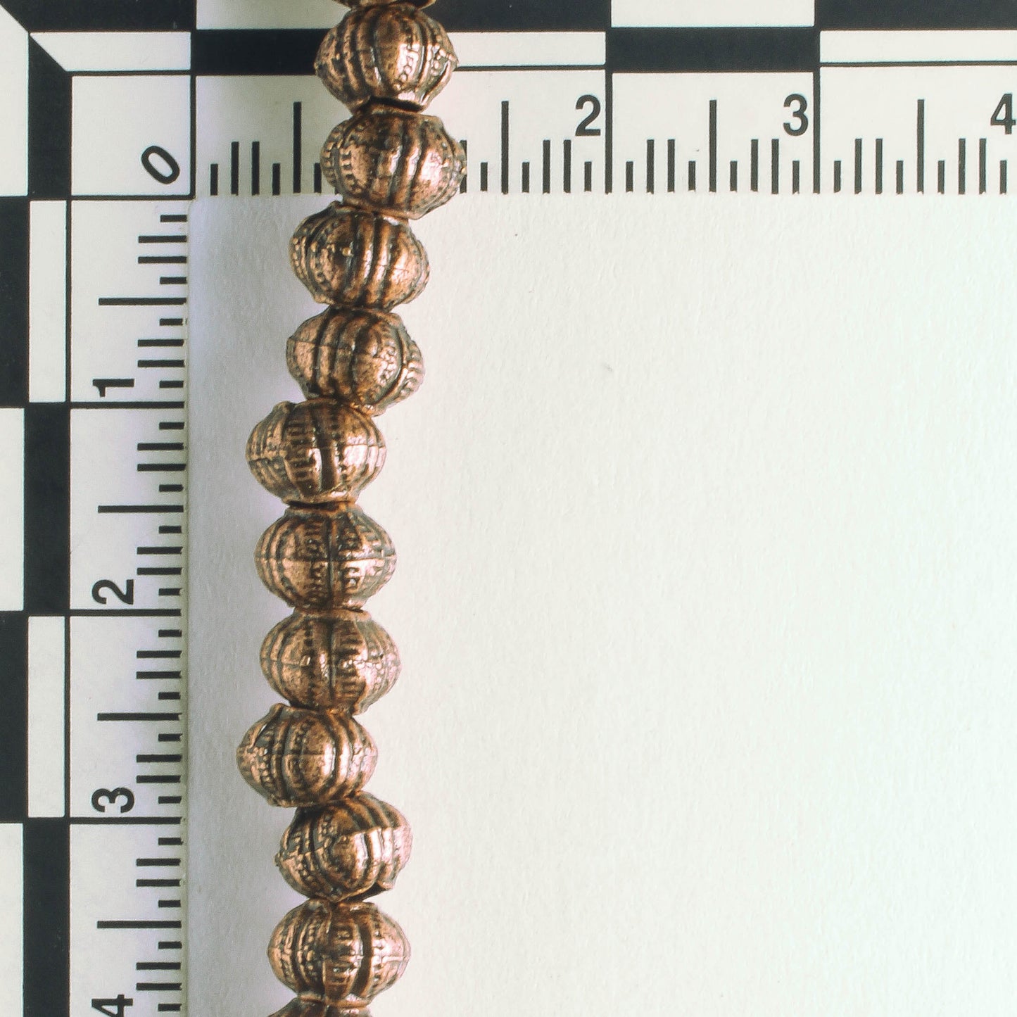 Pewter Beads, Copper Plated - 8" Strand