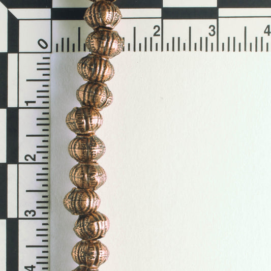 Pewter Beads, Copper Plated - 8" Strand