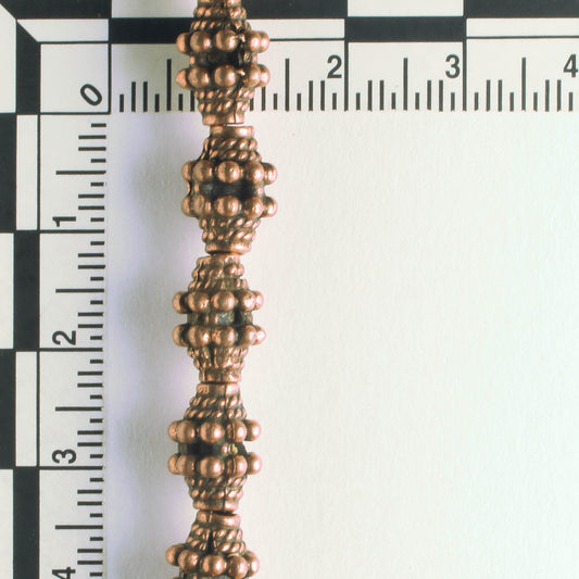 Pewter Beads, Copper Plated - 8" Strand