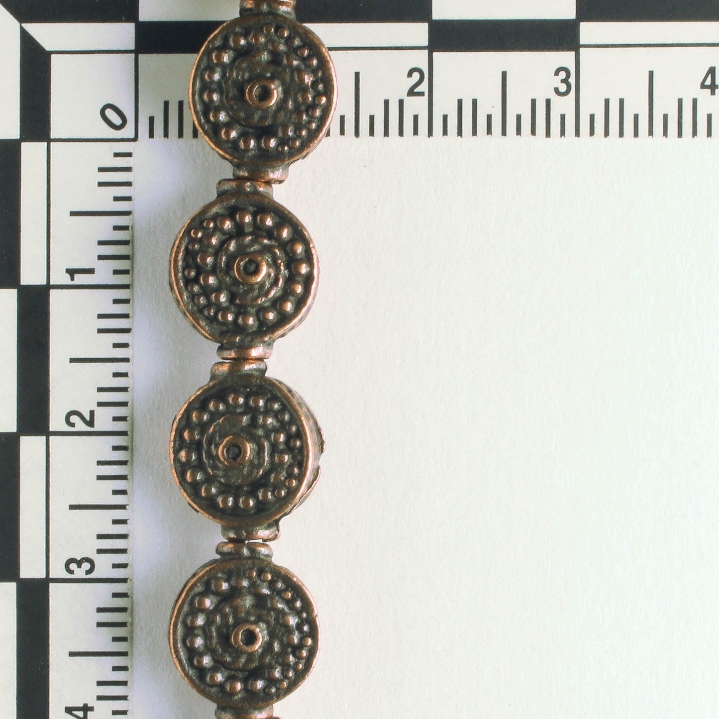 Pewter Beads, Copper Plated - 8" Strand
