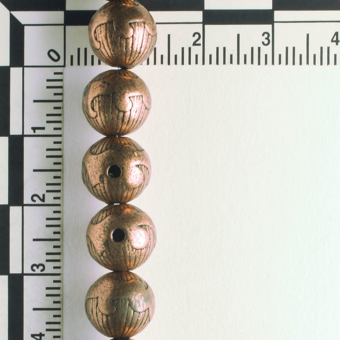 Pewter Beads, Copper Plated - 8" Strand