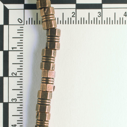 Pewter Beads, Copper Plated - 8" Strand