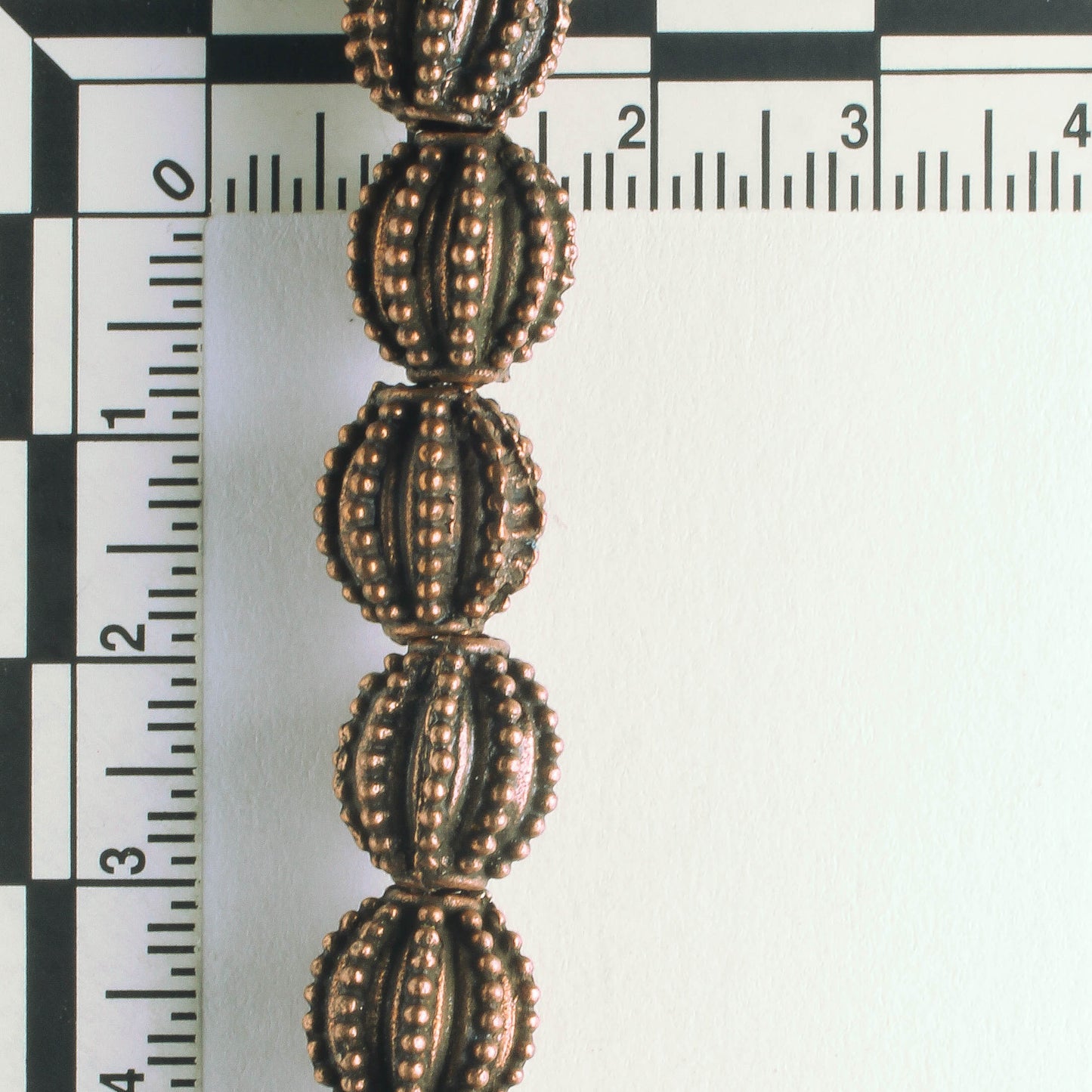 Pewter Beads, Copper Plated - 8" Strand