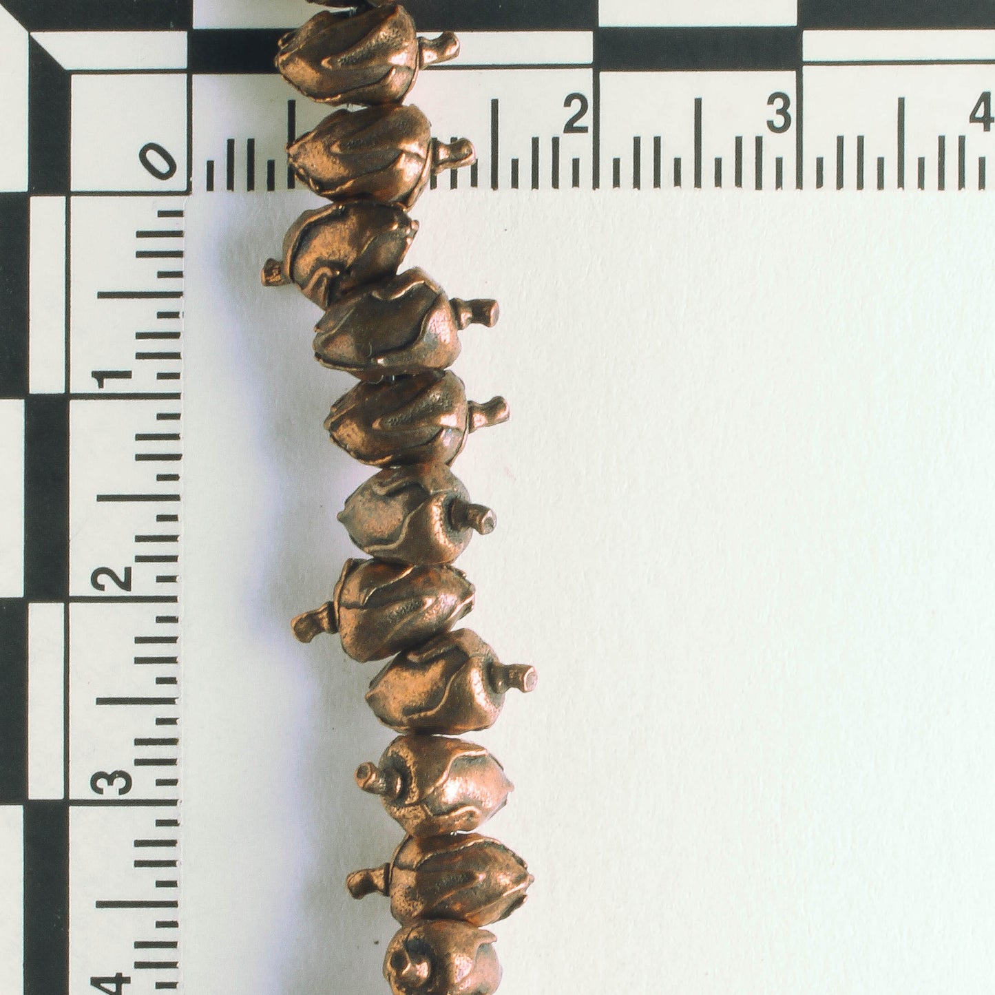 Pewter Beads, Copper Plated - 8" Strand