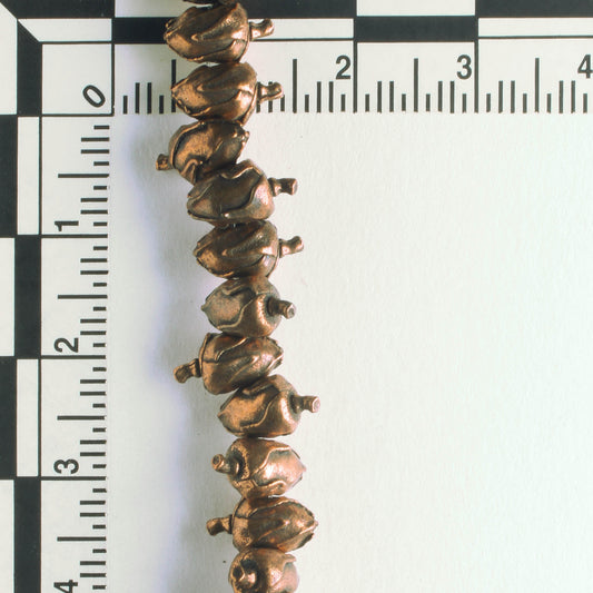 Pewter Beads, Copper Plated - 8" Strand