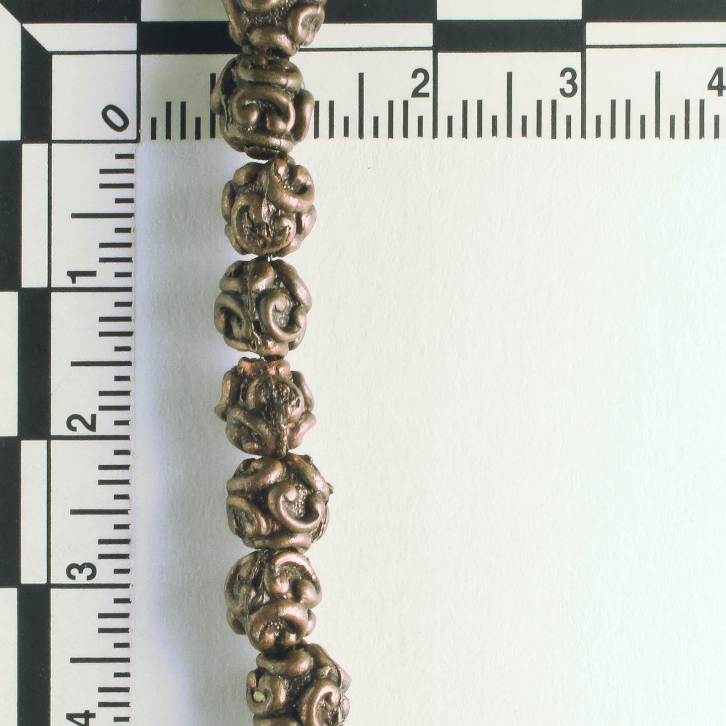 Pewter Beads, Copper Plated - 8" Strand