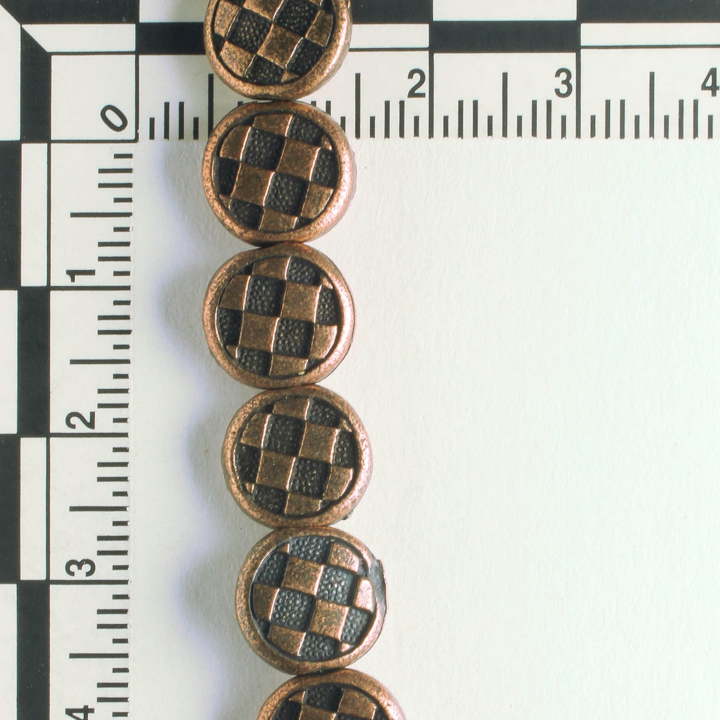 Pewter Beads, Copper Plated - 8" Strand