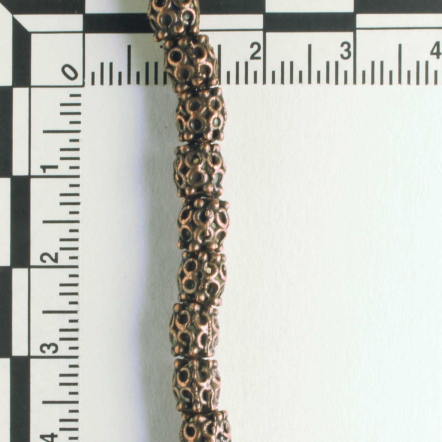 Pewter Beads, Copper Plated - 8" Strand