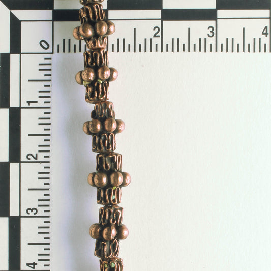 Pewter Beads, Copper Plated - 8" Strand