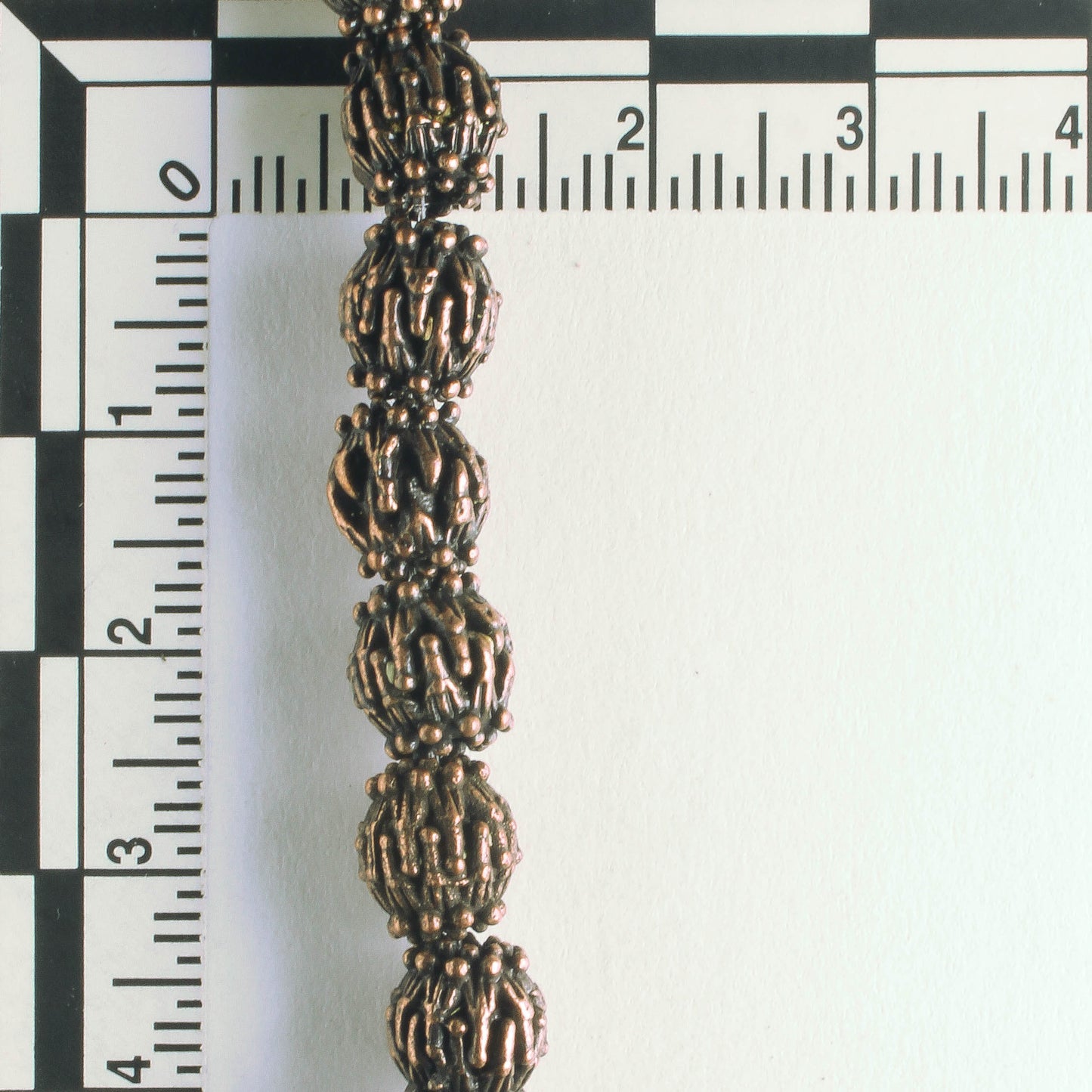 Pewter Beads, Copper Plated - 8" Strand