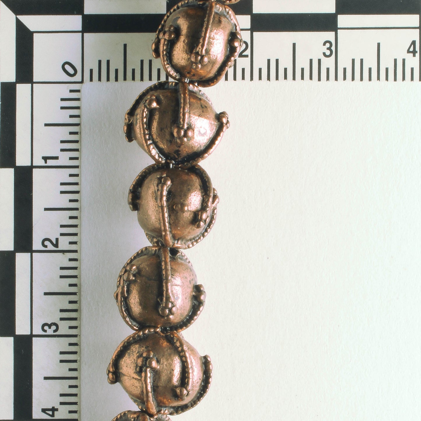 Pewter Beads, Copper Plated - 8" Strand