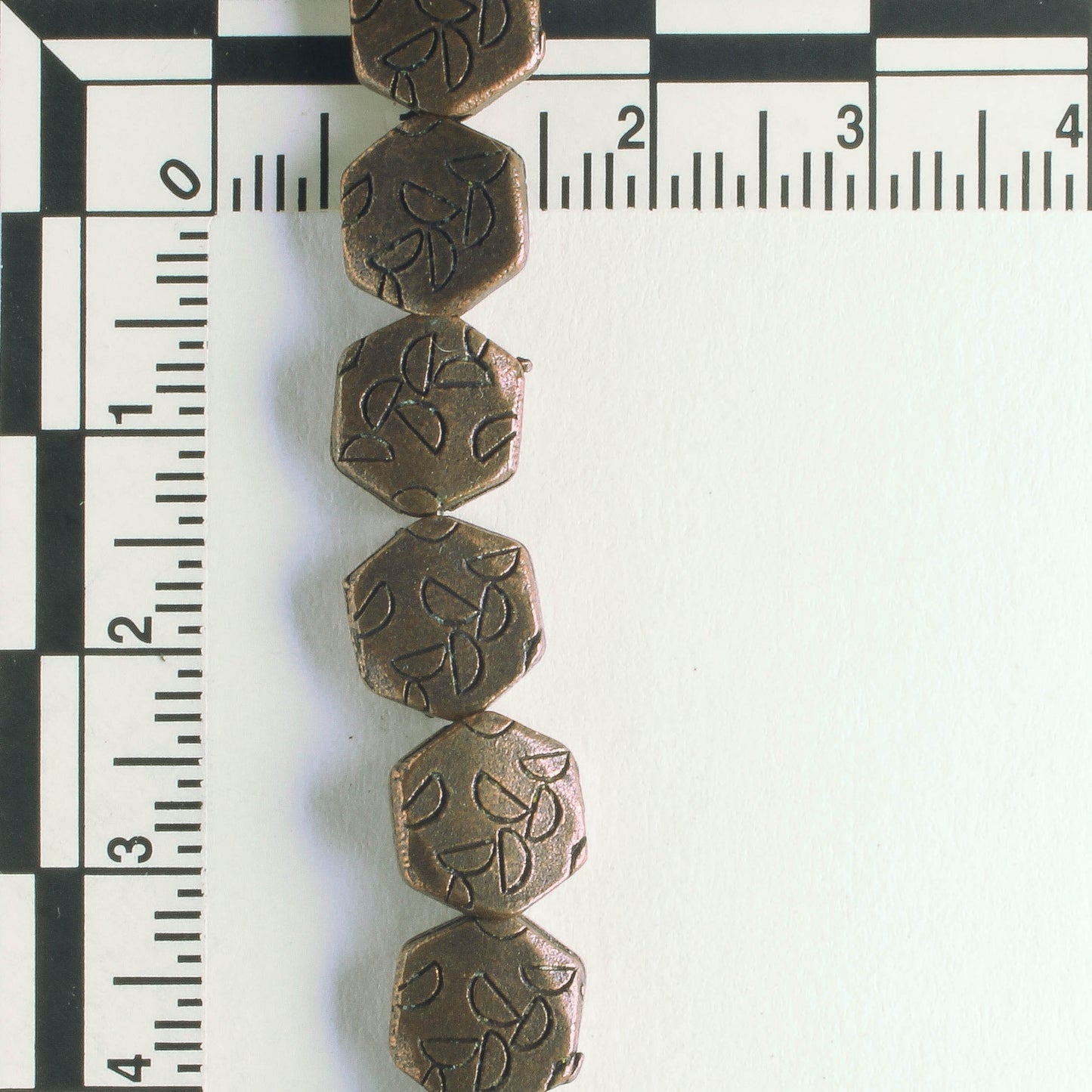 Pewter Beads, Copper Plated - 8" Strand