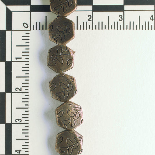 Pewter Beads, Copper Plated - 8" Strand