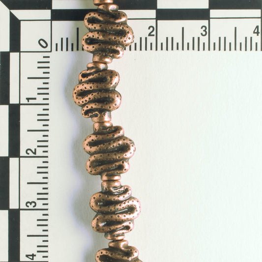 Pewter Beads, Copper Plated - 8" Strand